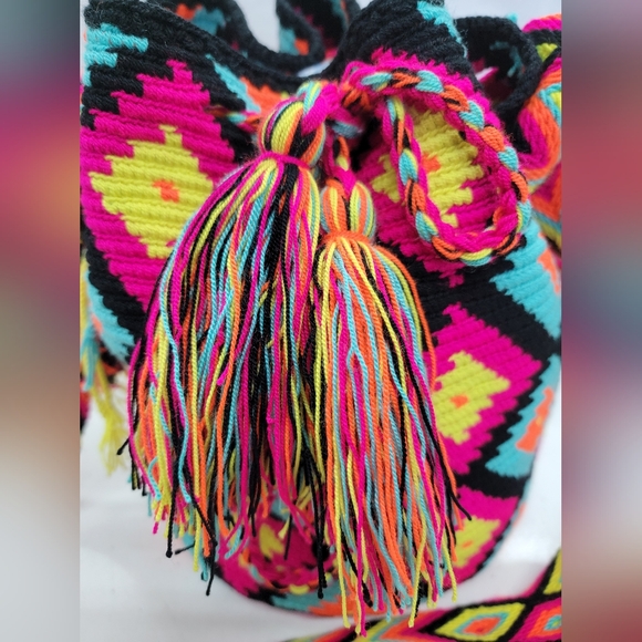 Hippie Boho Hobo Crossbody Bag Wayuu Mochila Tribal - Picture 7 of 11